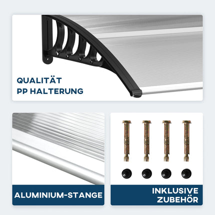 Front door aluminum canopy 103x96.5x27 cm, UV and rain protection