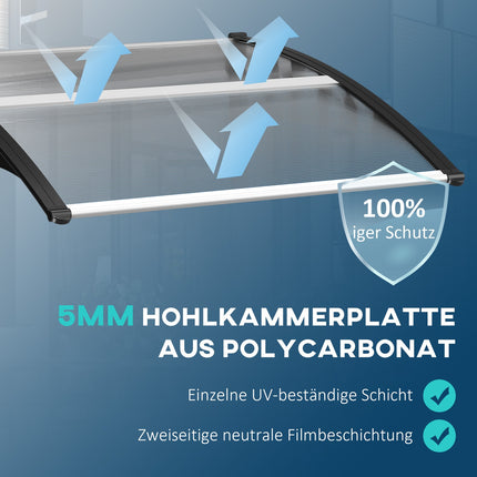 Front door aluminum canopy 103x96.5x27 cm, UV and rain protection