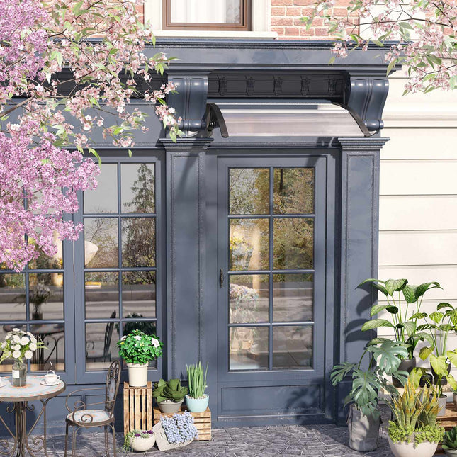 Front door aluminum canopy 103x96.5x27 cm, UV and rain protection