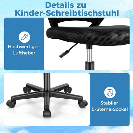 Desk chair for children armless children's desk chair 54 x 54 x 77-89 cm black