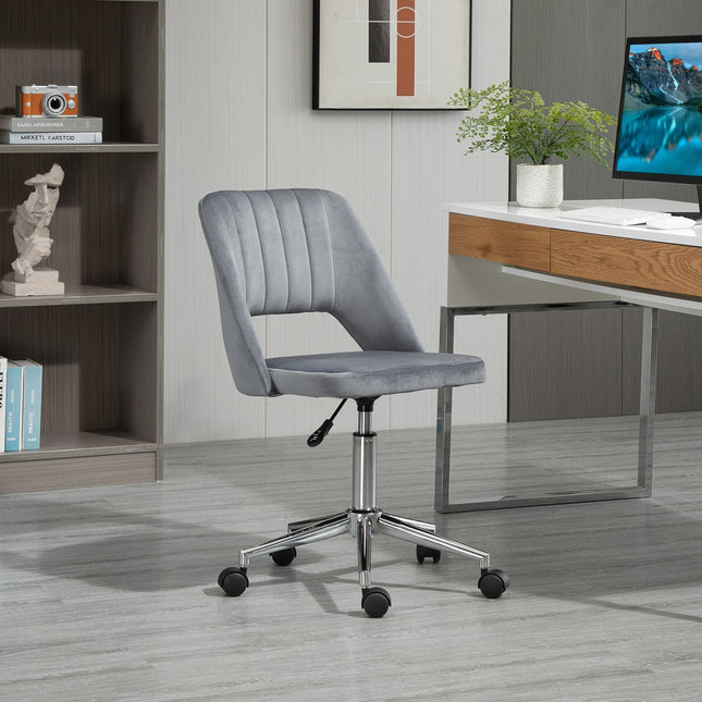 Ergonomic rotating desk chair in velvet look, dark grey