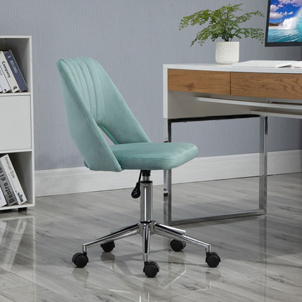 Ergonomic desk chair in green velvet - adjustable, no arms