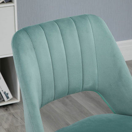 Ergonomic desk chair in green velvet - adjustable, no arms