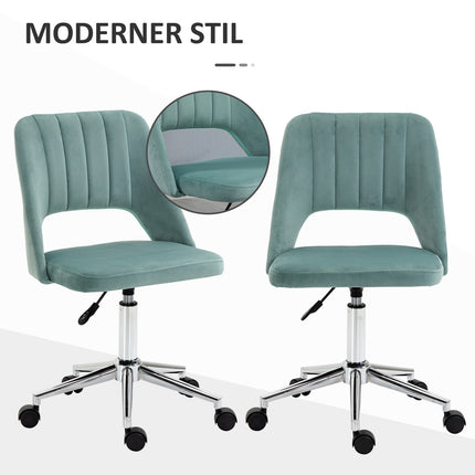Ergonomic desk chair in green velvet - adjustable, no arms