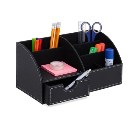 Desk organization in leather look