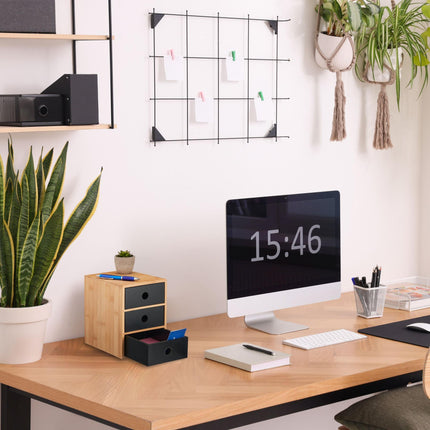 Desk organization with 3 drawers