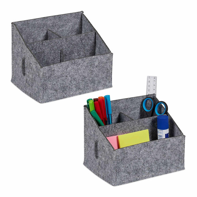Desk organizer in felt, 2 pcs