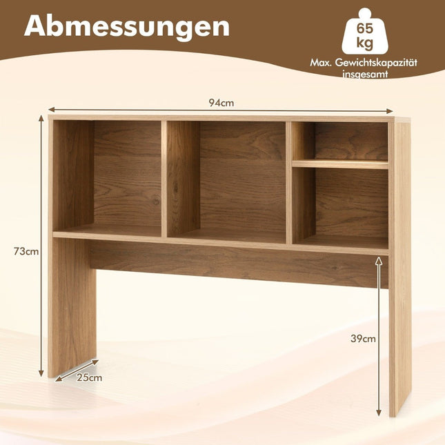 Desk shelf with 4 compartments table shelf desk top shelf bookcase 94 x 25 x 73 cm natural