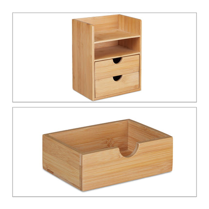 Desk storage in bamboo