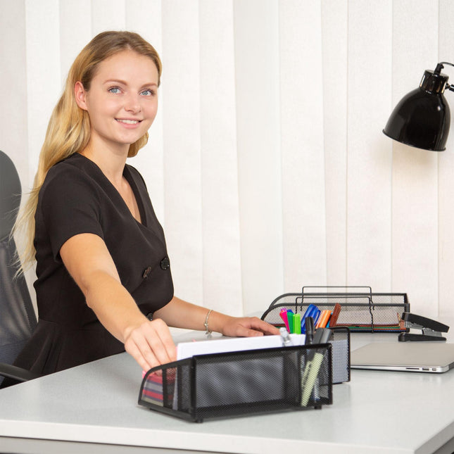 Desk storage in metal