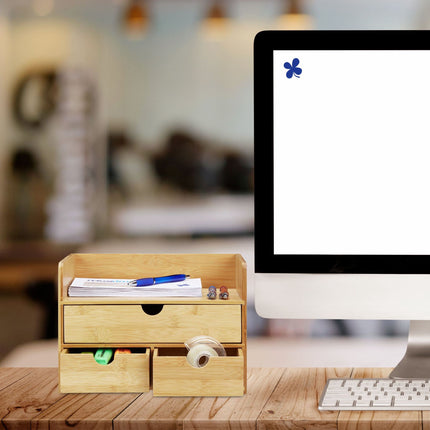 Desk storage with bamboo drawers