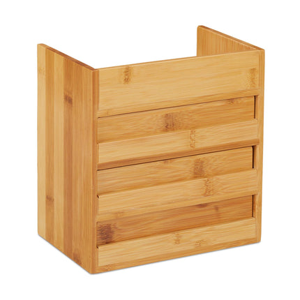 Desk storage with bamboo drawers