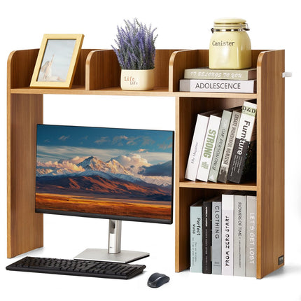 Desktop Bookshelf Hutch, 2-Tier Wood, 37.2 Inch Wide