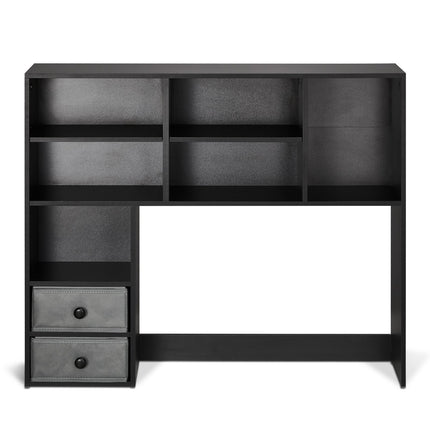 Desktop Bookshelf Hutch, 3-Tier, 2 Fabric Drawers, Black