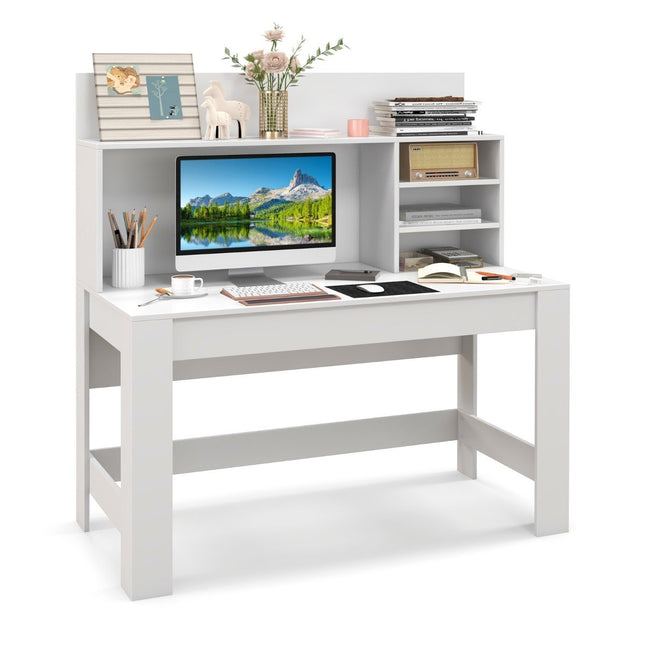 Desk with bookshelf & cable management holes 120 x 54 x 129 cm white