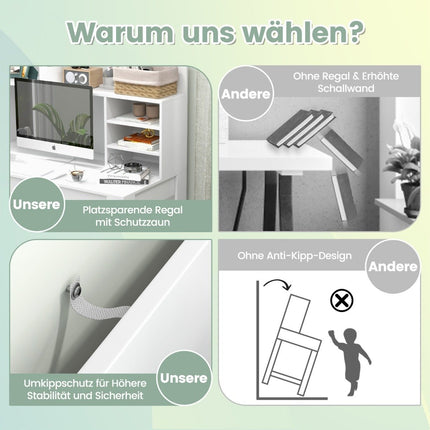 Desk with bookshelf & cable management holes 120 x 54 x 129 cm white