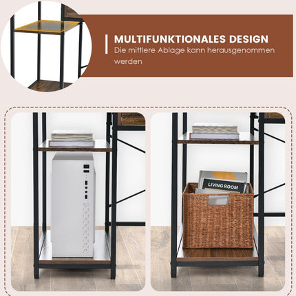Desk with drawer monitor stand & 2 open shelves computer desk with metal frame 120 x 56 x 90.5 cm