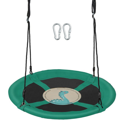 Diameter 100 cm nest swing with adjustable ropes, hanging swing, children's swing, round swing, green