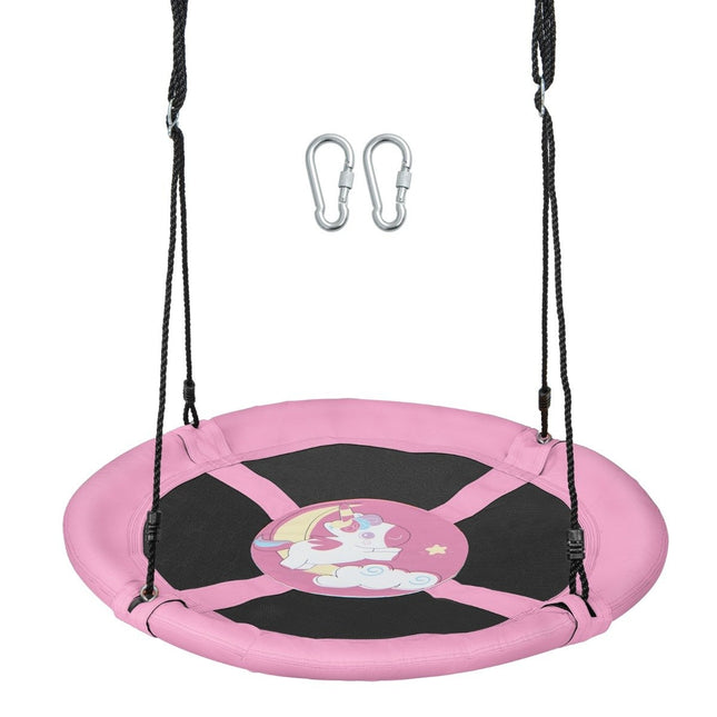 Diameter 100 cm nest swing with adjustable ropes, hanging swing, children's swing, round swing, pink