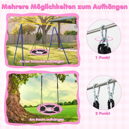 Diameter 100 cm nest swing with adjustable ropes, hanging swing, children's swing, round swing, pink