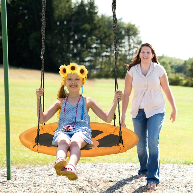Diameter 100 cm nest swing with adjustable ropes, hanging swing, children's swing, round swing, yellow