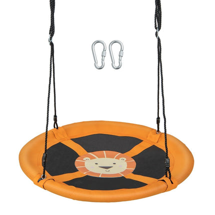 Diameter 100 cm nest swing with adjustable ropes, hanging swing, children's swing, round swing, yellow