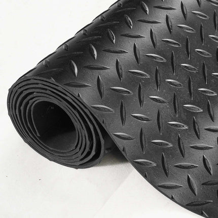Diamond-Plate Rubber Garage Floor Mat, 4 x 6 ft, 3 mm