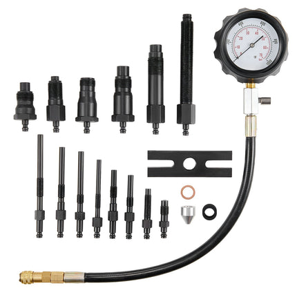 Diesel Engine Compression Tester Kit, 18-Piece, 0-1000 PSI Gauge