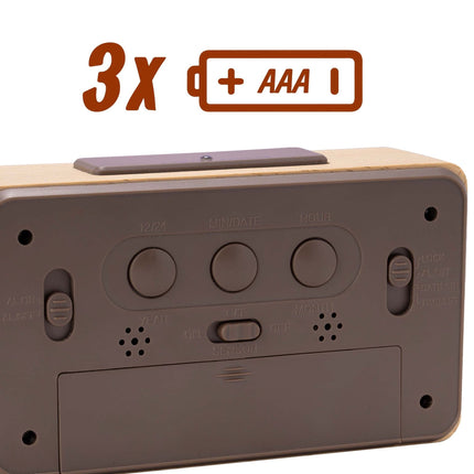 Digital Beech Wood Alarm Clock, Natural Finish
