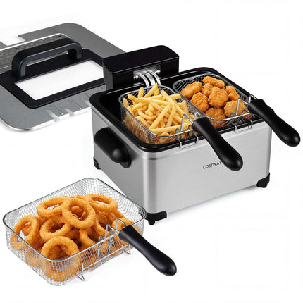 Digital Deep Fryer, 5L Oil, 1700W, 3 Baskets, Stainless Steel