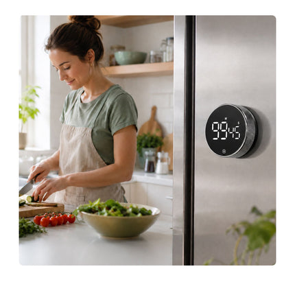 Digital Kitchen Timer, LED Display, Silver, Magnetic