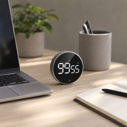 Digital Kitchen Timer, LED Display, Silver, Magnetic