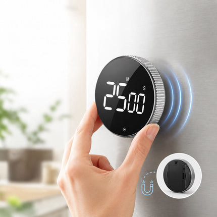 Digital Kitchen Timer, LED Display, Silver, Magnetic