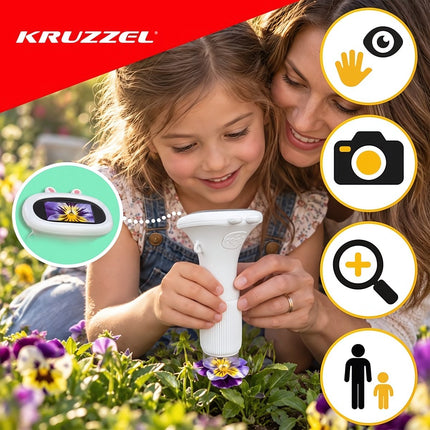 Digital Microscope for Kids 1000x with 2-Inch IPS Screen, 8 LEDs, White