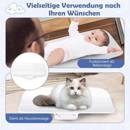Digital baby scales, multi-functional children's scales with 4 measuring modes, up to 30 kg load capacity, white