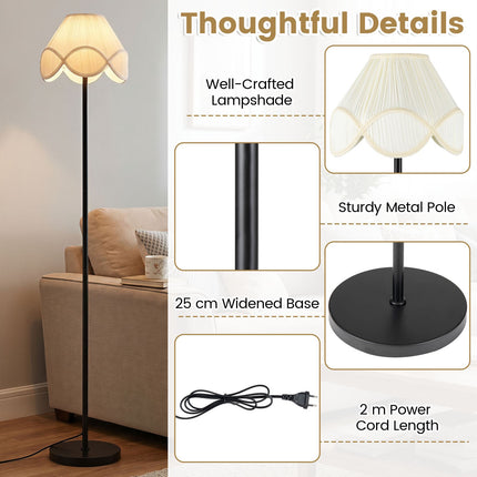 Dimmable Floor Lamp, 159 cm, Black with Fabric Shade