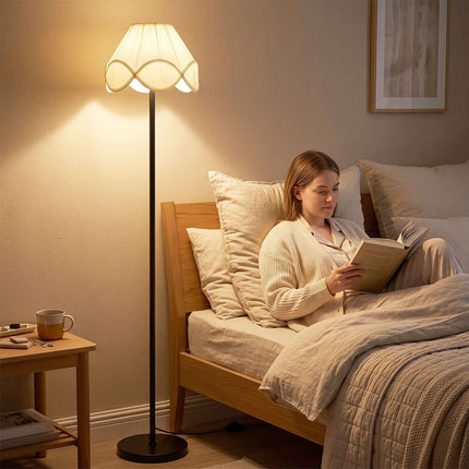 Dimmable Floor Lamp, 159 cm, Black with Fabric Shade