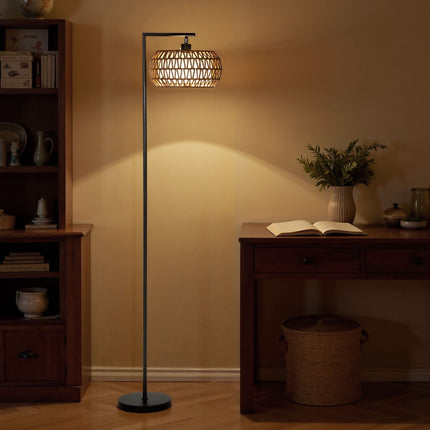 Dimmable LED Floor Lamp, Dual Shade, 3 Color Temps, Black