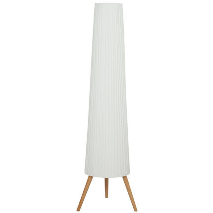 Dimmable LED Floor Lamp, Wood Tripod, Foot Switch, White