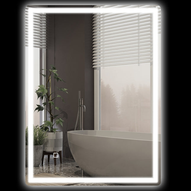 Dimmable 80x60cm bathroom mirror, fog-free with memory