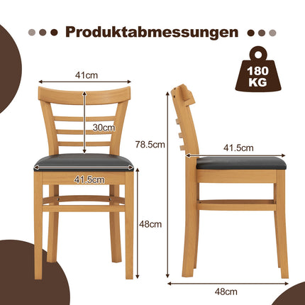 Dining Chair Set, Faux Leather, Rubberwood Legs, 2-Pack