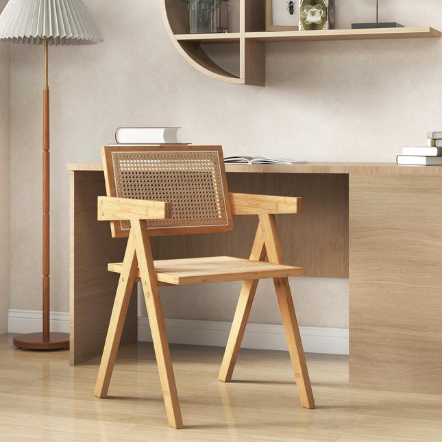 Zestaw 2 krzeseł do jadalni, bambus i rattan, 50x52x81 cm