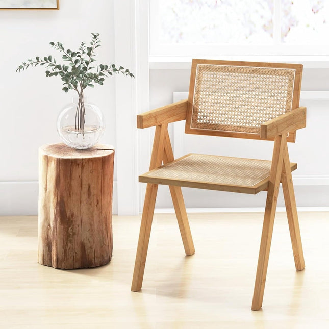 Zestaw 2 krzeseł do jadalni, bambus i rattan, 50x52x81 cm