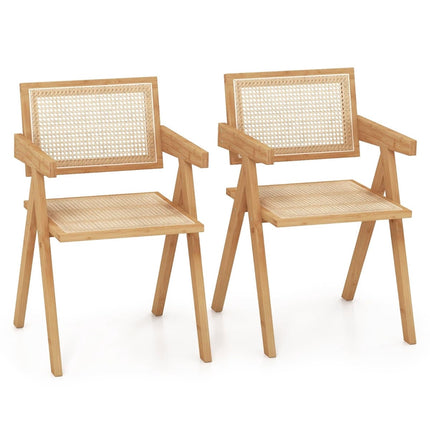 Dining Chair Set of 2, Bamboo & Rattan, 50x52x81 cm