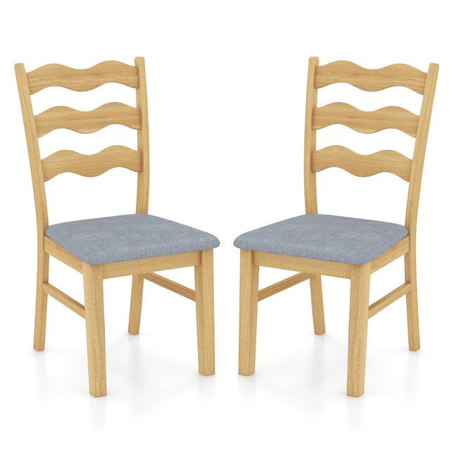 Dining Chair Set of 2, Linen Upholstered, Rubberwood Frame