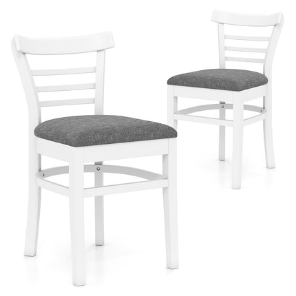 Dining Chair Set of 2, Padded Faux Leather, Rubberwood, White