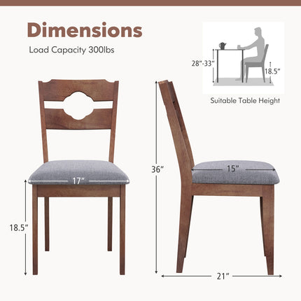Dining Chair Set of 2, Upholstered Fabric High Back, Gray