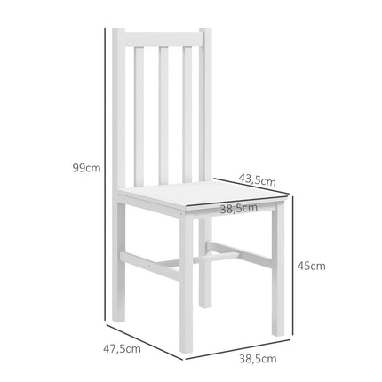 Dining chairs in white pine, set with 2 - 120 kg capacity