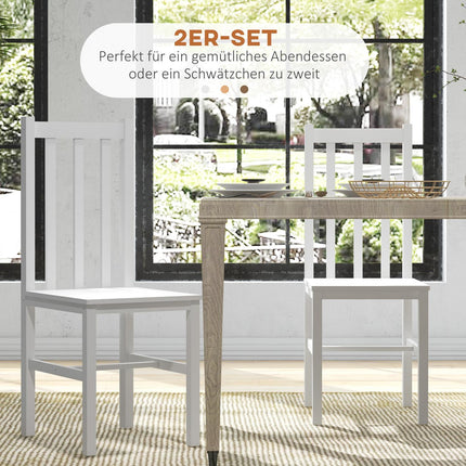Dining chairs in white pine, set with 2 - 120 kg capacity