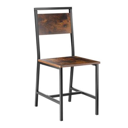 Dining Chairs Set Of 2 – Metal Frame, MDF Seat, Brown